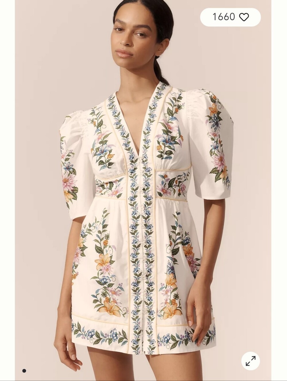 NWT! Farm Rio Sweet Bloom Dreamscape Puff-Sleeve Mini Dress Size Large